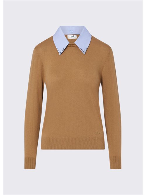 Maglia con dettaglio popeline LIU JO | WF6452MA16R/L9440
